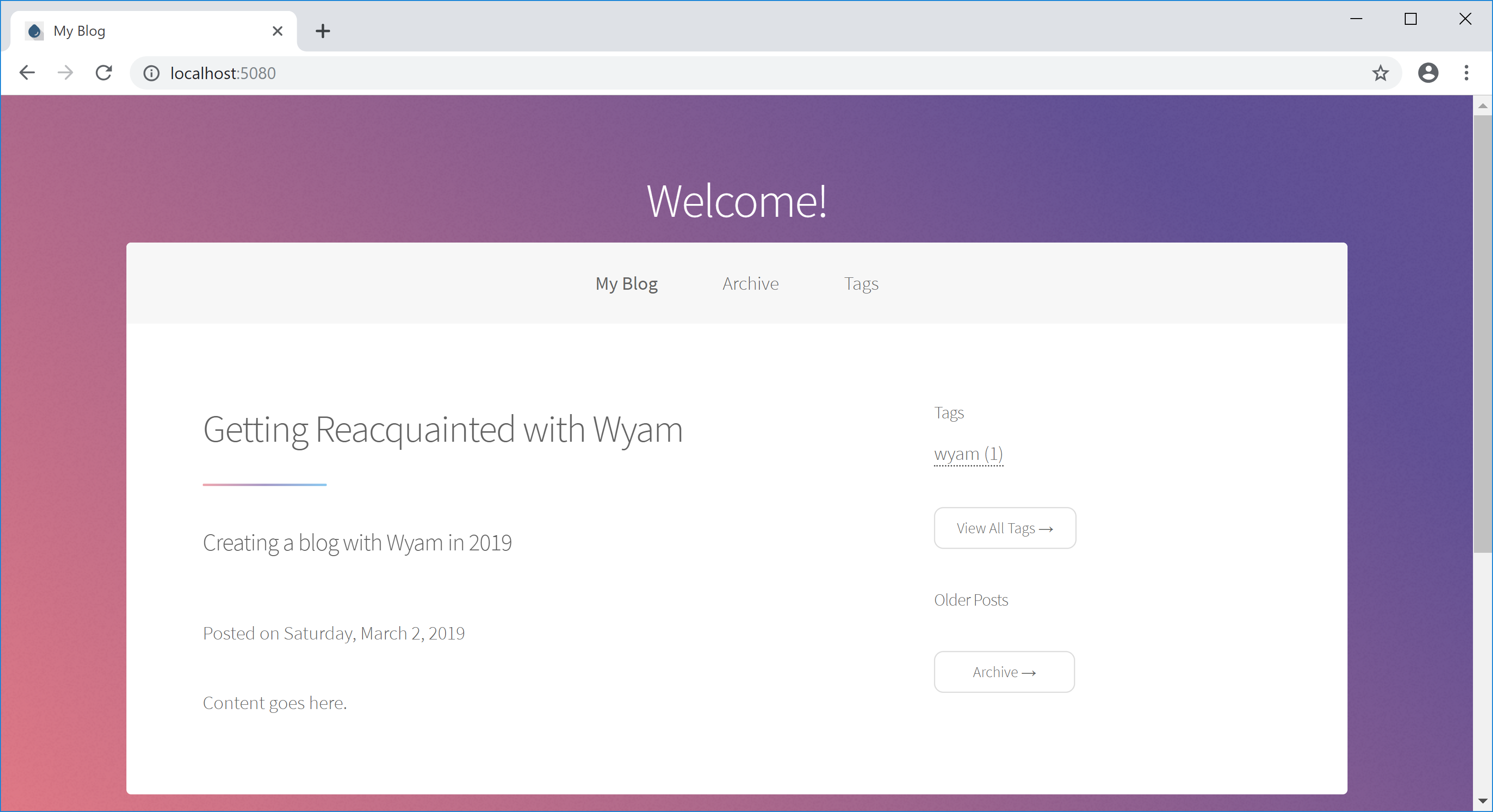 Blog with post generated by Wyam